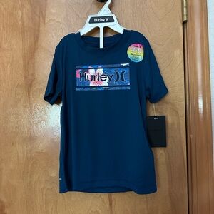 Hurley Blue Short Sleeve Tee UPF50+ with Graphic Design